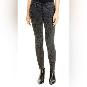 FRAME Denim Le Skinny de Jeanne Tonal Python Skinny Jean Dark Gray Black SZ 28